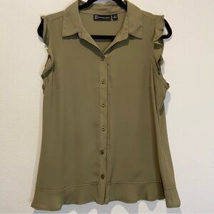New York & Company Olive Sleeveless Blouse Size M